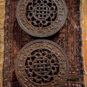 Pair of metal Chinese pot/vase supports